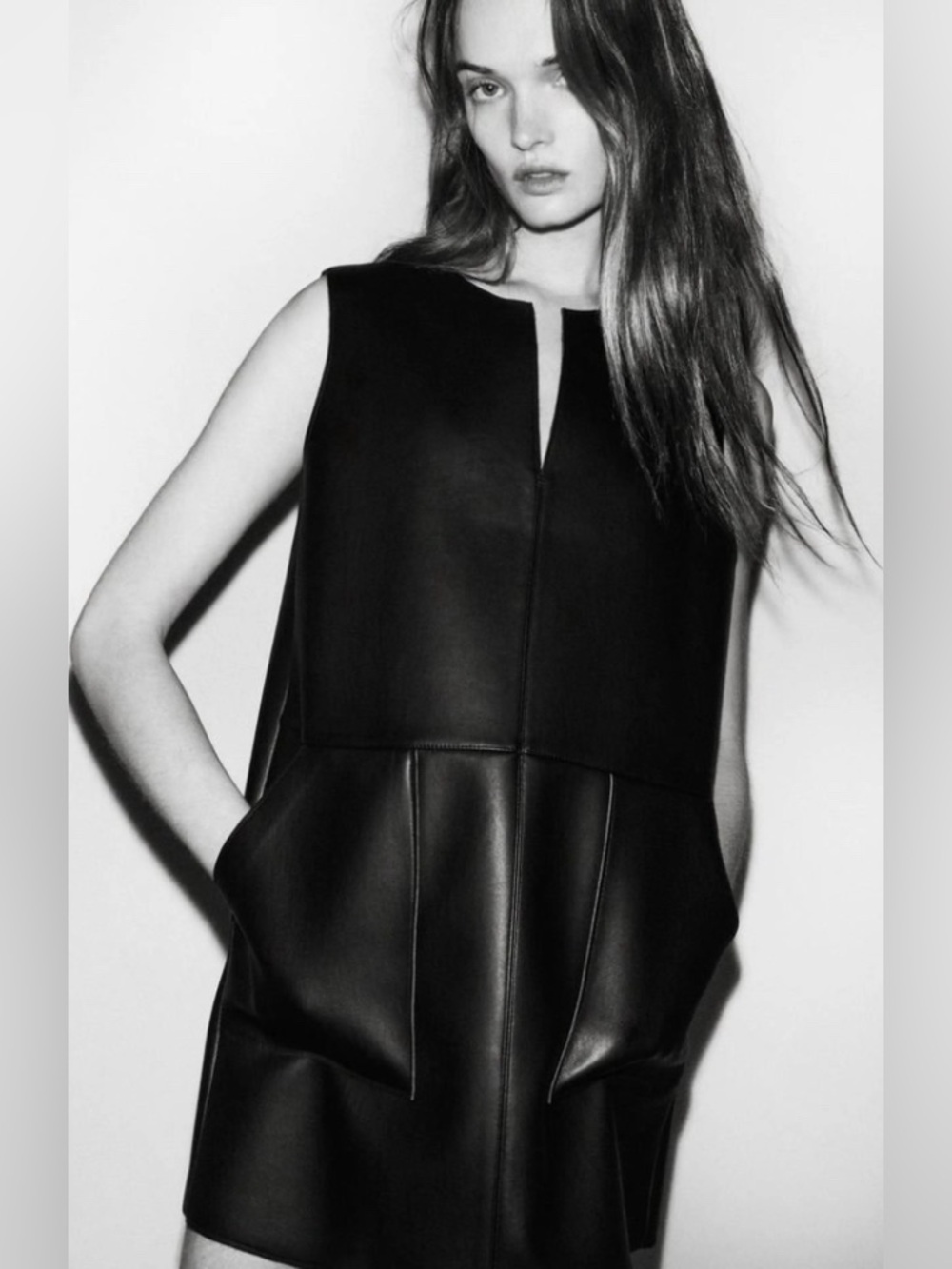 Zara Faux Leather Sleeveless Shift Dress/ Size XS